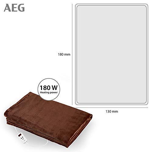 AEG WZD 5648 - Manta eléctrica, 130 x 180 cm, apagado automático, 10 niveles, 180 W, color marrón