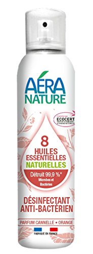 AERA NATURE: Desodorante, desinfectante antibacteriano, 125ml, 8 aceites esenciales naturales - Naranja - Canela