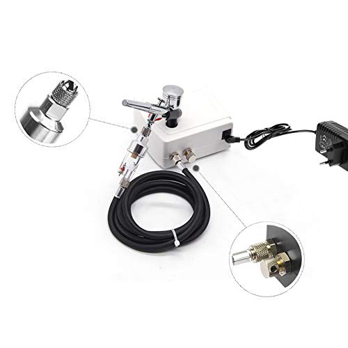 Aerografo con Compresor Profesional Mini Kit de Aerógrafo Gravedad Alimentar de Aire para Arte Pintura Tatuaje Manicura de Craft Cake con Juego de Limpieza con Airbrush