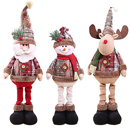 Afaneep Decoración Navideña Muñecas con Piernas Extensibles Papá Noel Elk Muñeco de Nieve Regalo del Niño Decoración de Ventana Suministros de Navidad