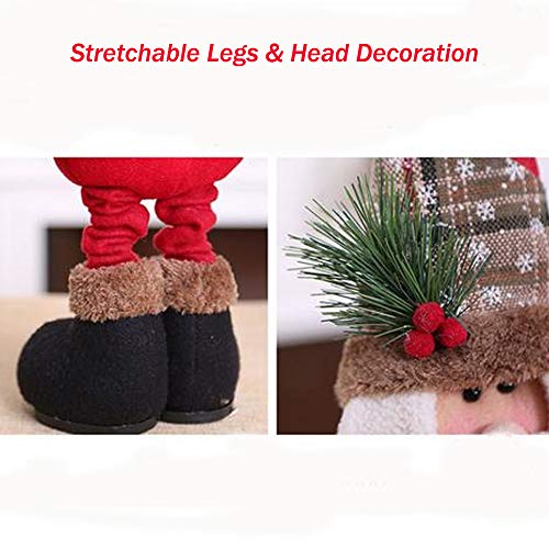 Afaneep Decoración Navideña Muñecas con Piernas Extensibles Papá Noel Elk Muñeco de Nieve Regalo del Niño Decoración de Ventana Suministros de Navidad