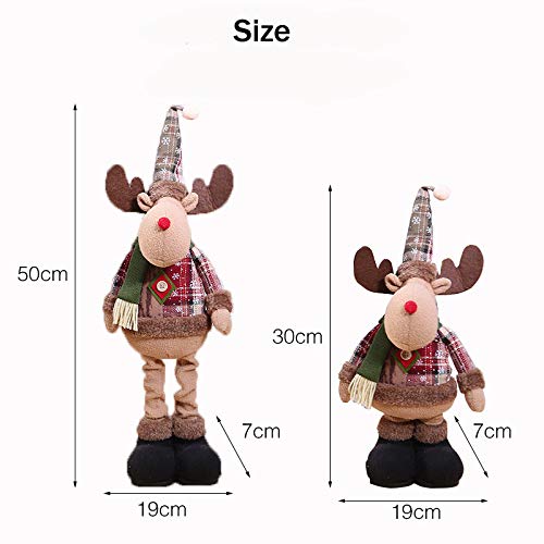 Afaneep Decoración Navideña Muñecas con Piernas Extensibles Papá Noel Elk Muñeco de Nieve Regalo del Niño Decoración de Ventana Suministros de Navidad
