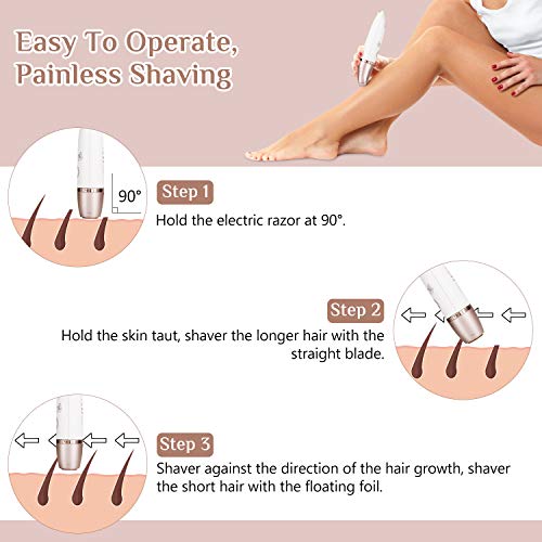 Afeitadora Electrica Mujer, Kastiny 2 en 1 Depiladora Facial Mujer, Uso en Seco y Húmedo Maquinilla Impermeable, con Usb Cargador, para Cara, Piernas, Bikini