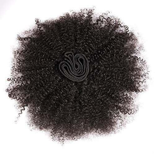 Afro Kinkys Curly Remy - Extensiones de pelo humano brasileño, 3 paquetes de mechones 4B 4C, sin procesar, color natural 14 16 18 Inch