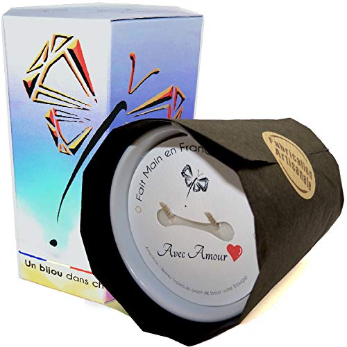 AG Artgosse - Vela con diseño de monoï de Tahití, cristal de Swarovski elementos para mujer, ambiente para el día de la madre, cumpleaños y caja de regalo (Envuelo de corazones, pulsera con 5 perlas)