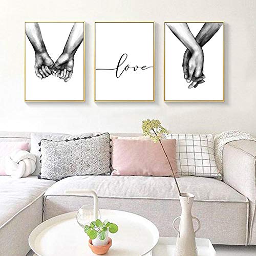 Agarrar Las Manos Cartel nórdico Pintura Minimalista Vivir Impresiones en Lienzo en Blanco y Negro Pared de Amor Cuadros para Sala de Estar sin Marco