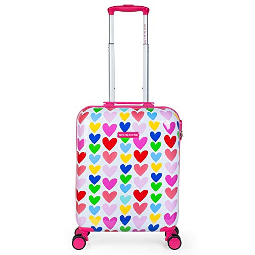 AGATHA RUIZ DE LA PRADA - Maleta Cabina Pequeña para Viaje. 4 Ruedas Trolley 55x40x20 cm Policarbonato Estampado Corazones. Equipaje de Mano. Rígida Cómoda y Ligera. Diseño Original. 130, Color Fucsia