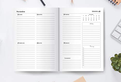 Agenda 2019 2020 Semana Vista: Agenda 2019/2020 18 meses: Organiza tu día - Agenda semanal - Julio 2019 a Diciembre 2020 - español - diseño floral