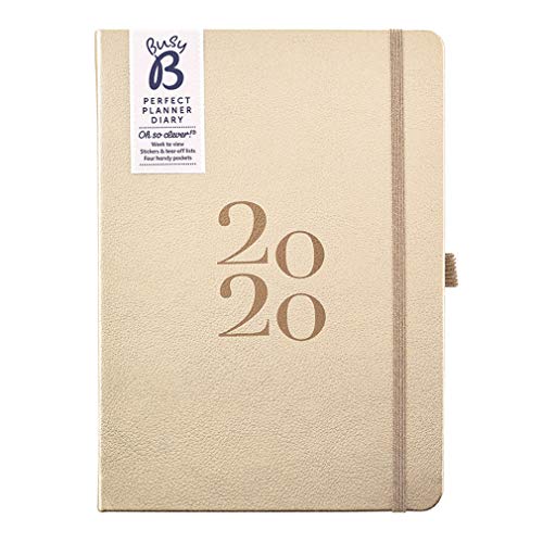 Agenda planificador perfecto 2020 Busy B - planificador A5 en piel sintética dorada, con pegatinas y listas para arrancar
