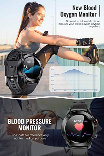 AGPTEK Smartwatch, Reloj Inteligente 1.3 Inch HD con Control de Oxígeno/presión Arterial/Monitoreo del Sueño, Pulsera Actividad de Fitness IP68 con Correa Repuesta para Hombre Mujer