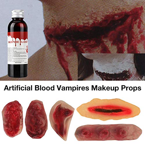 Ahagut Halloween Zombie Scars Tattoos Pegatinas de Sangre de Vampiro con Accesorios de Maquillaje Corporal Especiales de Sangre de costra Falsa