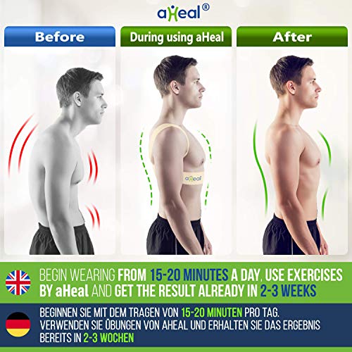 aHeal Corrector de Postura para Hombre y Mujer | Soporte para Corregir la Postura | Corsé Ortopédico para Escoliosis Cifosis | Alivio del Dolor de Espalda y Corrector de Mala Postura | Talla 1 Piel