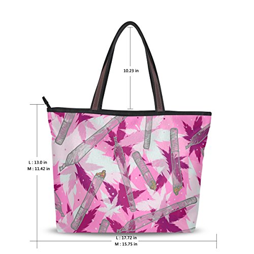 Ahomy - Bolsas para mujer, diseño de hoja de cannabis ahumado, gran capacidad, con asa superior y bolsos, color Multicolor, talla L