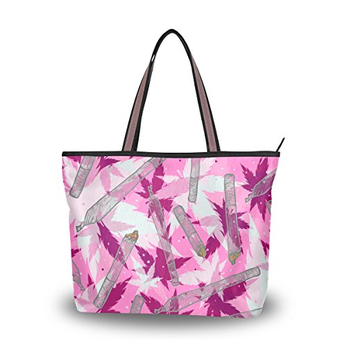Ahomy - Bolsas para mujer, diseño de hoja de cannabis ahumado, gran capacidad, con asa superior y bolsos, color Multicolor, talla L