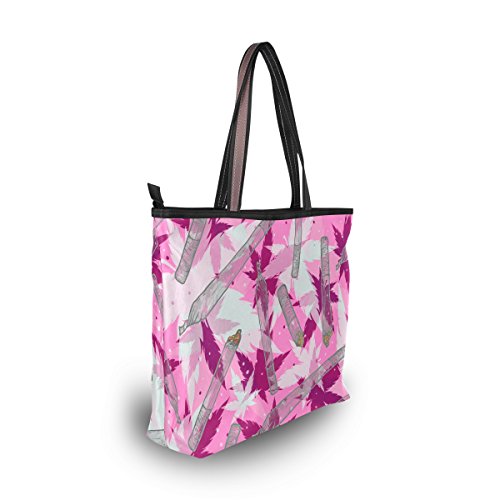 Ahomy - Bolsas para mujer, diseño de hoja de cannabis ahumado, gran capacidad, con asa superior y bolsos, color Multicolor, talla L