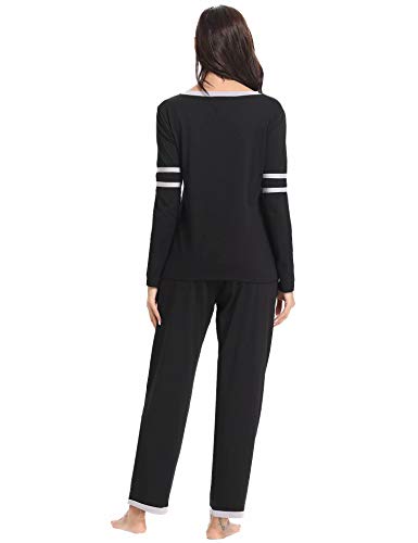 Aiboria Pijama Mujer Algodon Tops y Parte Inferior de Manga Larga de algodón Ropa de Dormir