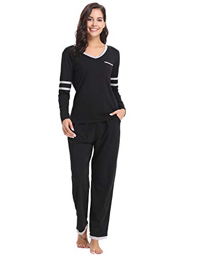 Aiboria Pijama Mujer Algodon Tops y Parte Inferior de Manga Larga de algodón Ropa de Dormir