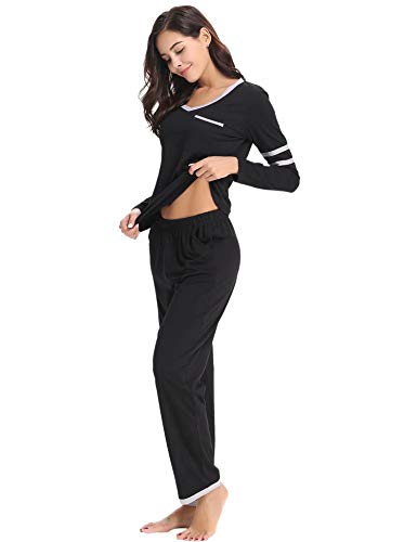 Aiboria Pijama Mujer Algodon Tops y Parte Inferior de Manga Larga de algodón Ropa de Dormir