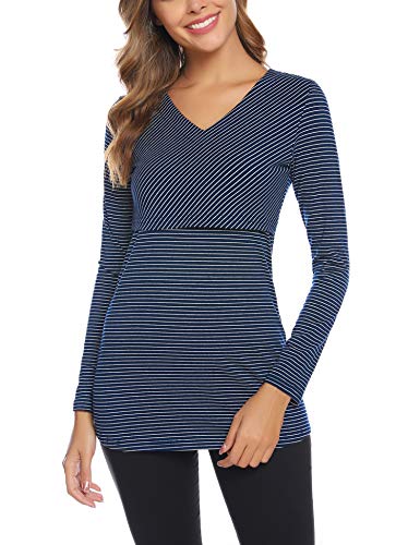 Aibrou Camisetas Lactancia de Manga Larga Camiseta de Lactancia Algodon Camisa de Maternidad Premamá Ropa de Enfermería