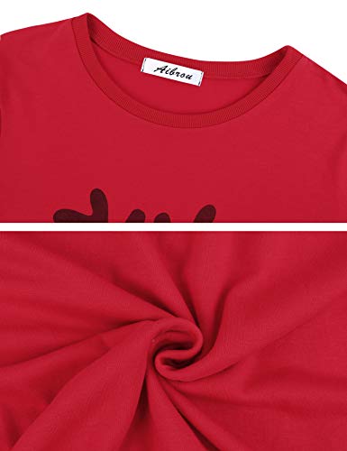 Aibrou Pijama Mujer Invierno de Algodón Conjuntos de Pijamas para Mujer Mangas Larga y Pantalones Largo Ropa de Casa 2 Piezas