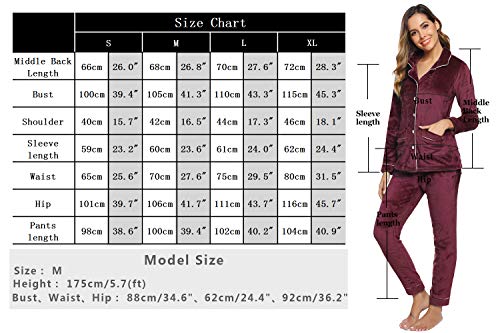 Aibrou Pijamas Mujer Invierno Polar Franela Conjunto de Pijama para Mujer Mangas Larga Pantalones Largo