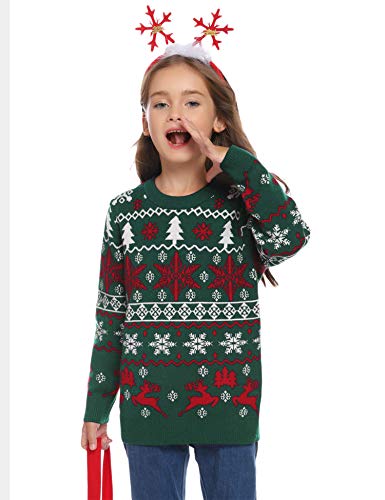 Aibrou Suéter de Navidad Familia Pullover de Punto Jerséis para Mujer Hombre Invierno Manga Larga Jersey Navideño para Niño Niña