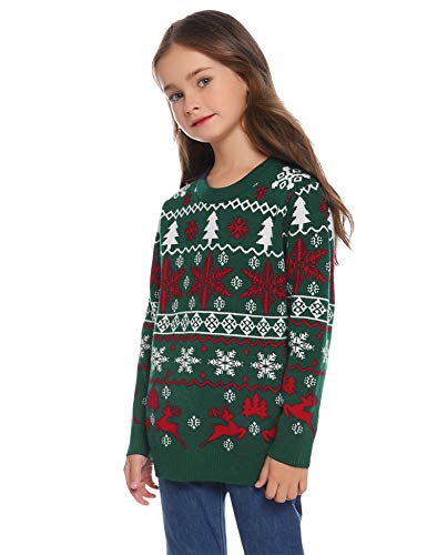 Aibrou Suéter de Navidad Familia Pullover de Punto Jerséis para Mujer Hombre Invierno Manga Larga Jersey Navideño para Niño Niña