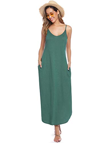Aibrou Vestidos Mujer Algodón Verano,Vestidos de Playa sin Mangas Falda Largo Sexy Elegante y Comodo Dress para Playa Casual Caminar Diario Compras