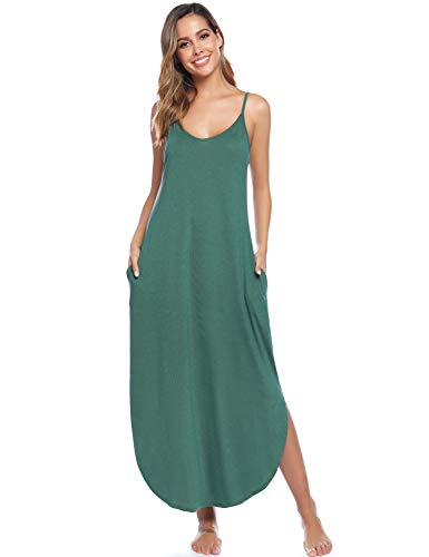 Aibrou Vestidos Mujer Algodón Verano,Vestidos de Playa sin Mangas Falda Largo Sexy Elegante y Comodo Dress para Playa Casual Caminar Diario Compras