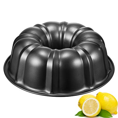 AICOOK Molde Savarin Ø26 cm, Acero con Revestimiento Antiadherente, Libre de BPA, Negro