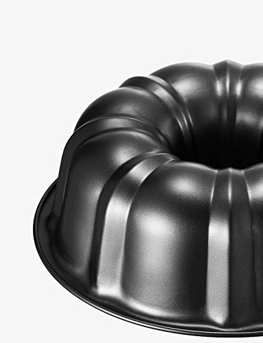 AICOOK Molde Savarin Ø26 cm, Acero con Revestimiento Antiadherente, Libre de BPA, Negro