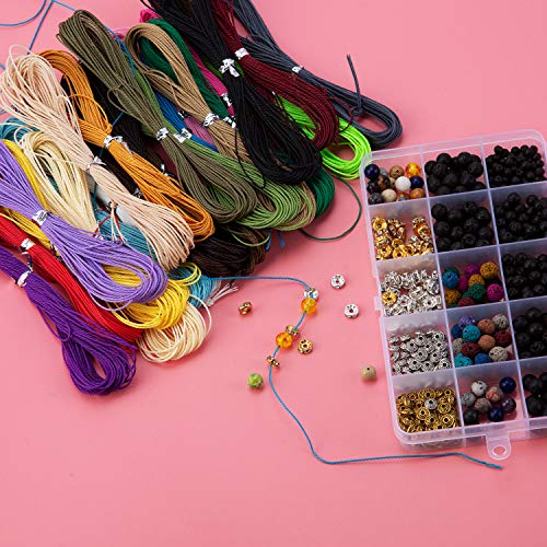 AIEX 1mm 28 Colores 280M Hilo Encerado Hilo de Cera de Poliéster encerado Hilo de Cera para Cadena de Pulsera de Collar de Joyería de Bricolaje, 10M Cada Color(28 PCS)