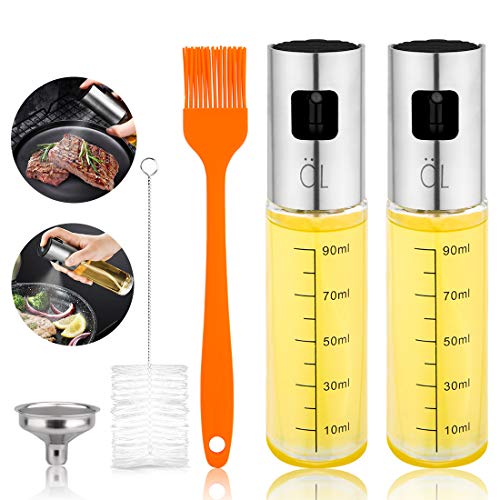 aiface 2 Piezas Pulverizador de Aceite, Set de Rociador de Vidrio para Aceite y Vinagre para Barbacoa, Cocina, Ensaladas, Hornear, Picnic, Asar a la Parrilla