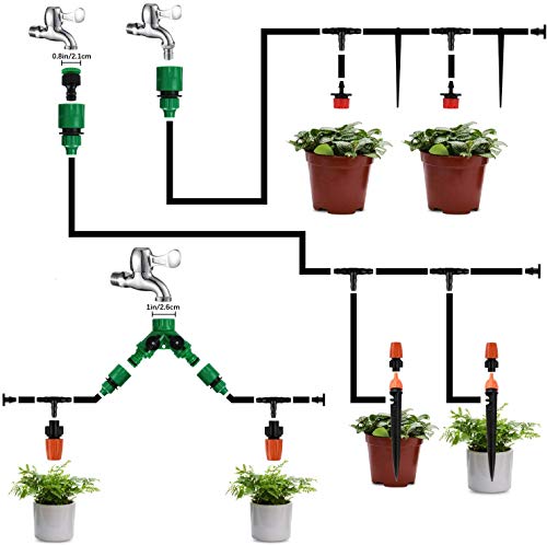Aiglam Sistema de riego de jardín, Micro Kit de riego por Goteo Riego automático Rociadores automáticos Kit de riego por Goteo Riego de jardín para Jardines, Macizo de Flores, Plantas de Patio (40M)