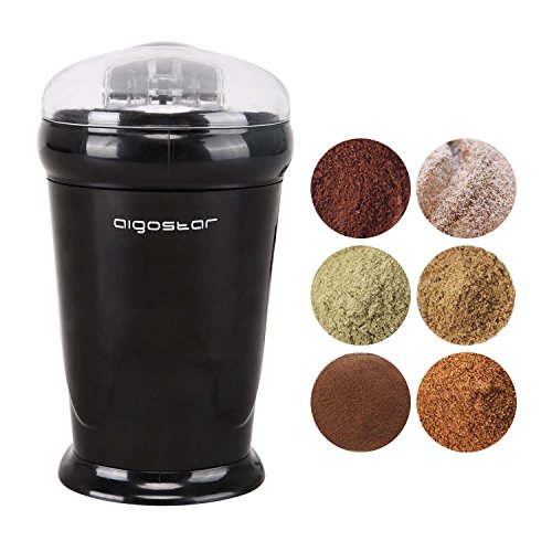 Aigostar Breath 30CFR - Molinillo compacto de café, especias, semillas o granos, capacidad 60 gr, cuchillas de acero inoxidable con láminas antidesgaste. Libre de BPA. Diseño exclusivo.