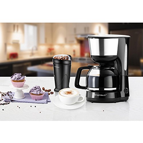 Aigostar Breath 30CFR - Molinillo compacto de café, especias, semillas o granos, capacidad 60 gr, cuchillas de acero inoxidable con láminas antidesgaste. Libre de BPA. Diseño exclusivo.