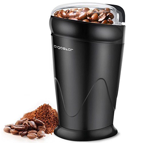 Aigostar Breath 30CFR - Molinillo compacto de café, especias, semillas o granos, capacidad 60 gr, cuchillas de acero inoxidable con láminas antidesgaste. Libre de BPA. Diseño exclusivo.