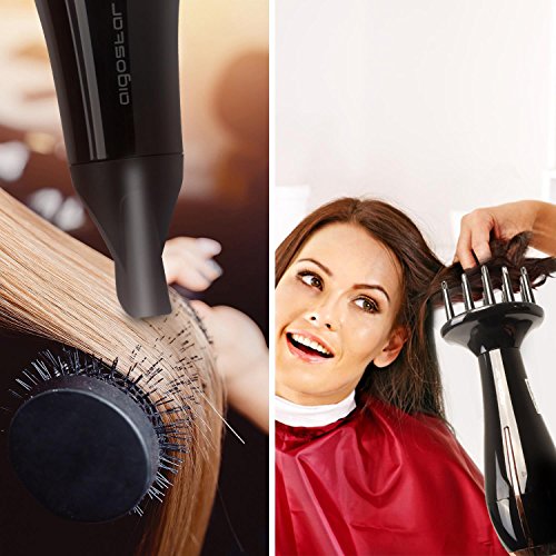 Aigostar Fighter 32JVT – 2400W Secador de pelo profesional iónico, 2 velocidades y 3 temperaturas, botón de aire frío. Incluye difusor y boquilla concentradora de calor. Motor de AC.