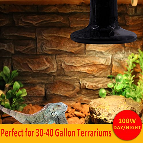 AIICIOO L¨¢mpara de Calefacci¨®n de CER¨¢Mica para Terrario No Hay Luz para la Tortuga/Serpiente/Drag¨®n Barbudo Bombilla Calor Reptiles (150w)