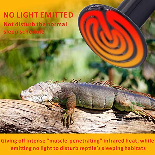 AIICIOO L¨¢mpara de Calefacci¨®n de CER¨¢Mica para Terrario No Hay Luz para la Tortuga/Serpiente/Drag¨®n Barbudo Bombilla Calor Reptiles (50w 2pack)
