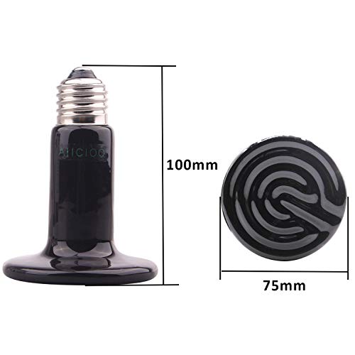AIICIOO L¨¢mpara de Calefacci¨®n de CER¨¢Mica para Terrario No Hay Luz para la Tortuga/Serpiente/Drag¨®n Barbudo Bombilla Calor Reptiles (50w 2pack)