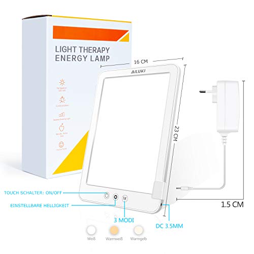 ailuki Luz Terapia Bombilla 10000 Lux trotzen depresión con este compacto Luz Proyección Luz de día contra la Estacional dependiente depresión