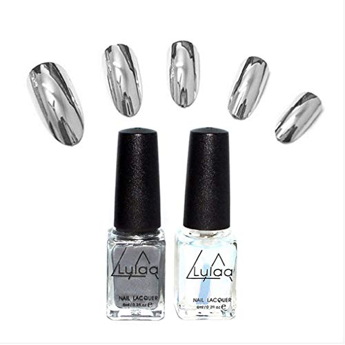 Aiming Plata 2pcs 6 ML Efecto del Espejo Esmalte de uñas Top Coat Uñas Las extremidades del Arte del Clavo del Sistema Polaco