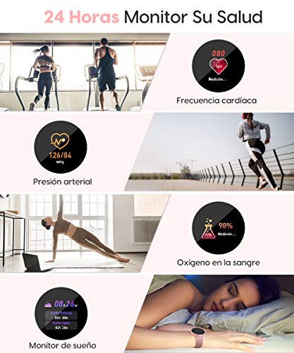 AIMIUVEI Smartwatch, Reloj Inteligente IP67 con Pulsómetro Presión Arterial 8 Modos de Deportes Monitor de Sueño, 1.3 Inch Reloj Deportivo Hombre Mujer para iOS y Android