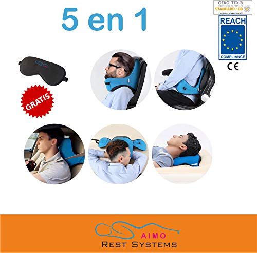 AIMO Spain Almohada collarín Cervical de Viaje 5 en 1 con protección Cervical Envolvente