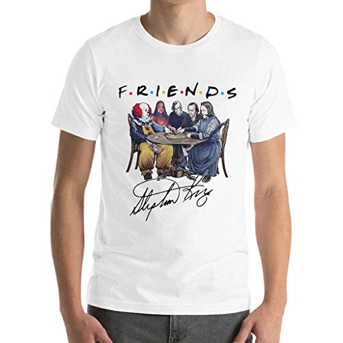 Ainiteey - Camiseta de algodón con diseño de los personajes de Characters Friends Horror Halloween Soft Short-Sleeve Crewneck Camiseta para adolescentes, color blanco 2XL