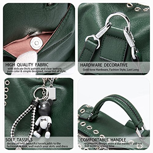 AINUOEY Mujer Bolsos Mochila Vestir Antirobo Pequeña Casual Bandolera Cuero Hombro Piel de PU Verde