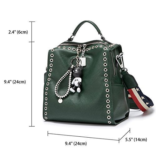 AINUOEY Mujer Bolsos Mochila Vestir Antirobo Pequeña Casual Bandolera Cuero Hombro Piel de PU Verde