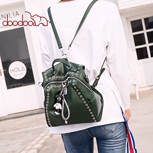 AINUOEY Mujer Bolsos Mochila Vestir Antirobo Pequeña Casual Bandolera Cuero Hombro Piel de PU Verde