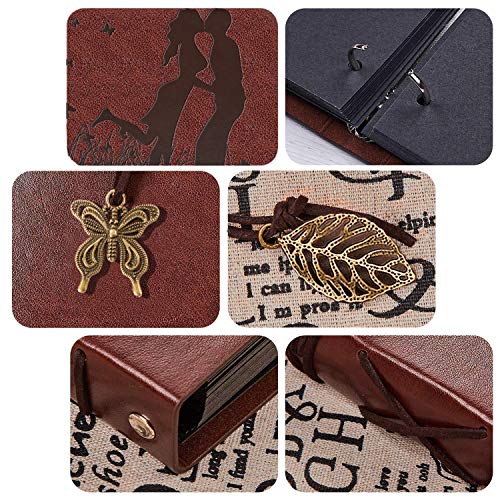 AIOR Vintage Album Fotos para Pegar, Grande Cuero Album Fotos Anillas 60 Hojas Negras, DIY Pareja Viajes Scrapbook Boda, Aniversario Navidad Regalo Originales para Mujer Los Padres Amigos, Beso